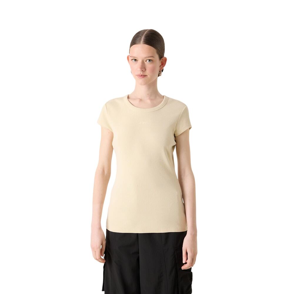 Hugo BOSS Orange Women's Esima Ribbed Cutout Top in Beige